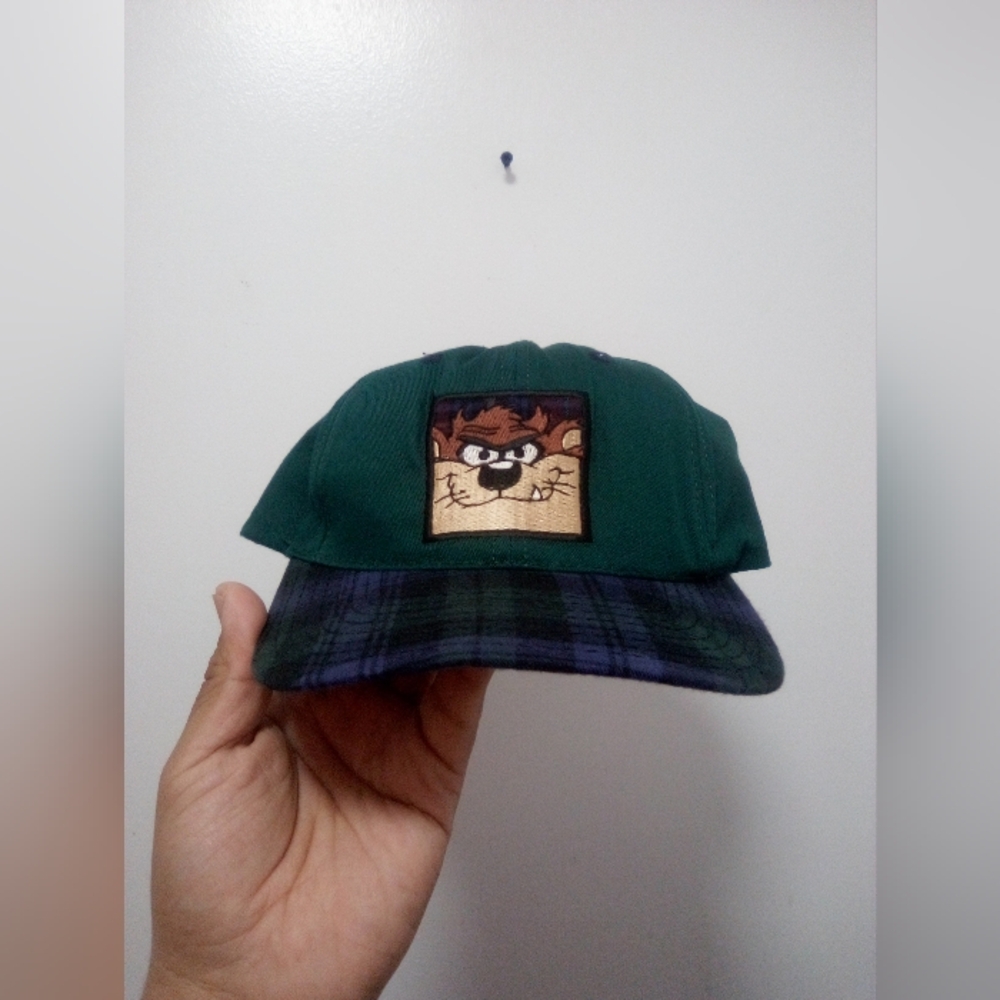Vintage 1991 Tazmanian Devil Acme Clothing Co Plaid Snapback